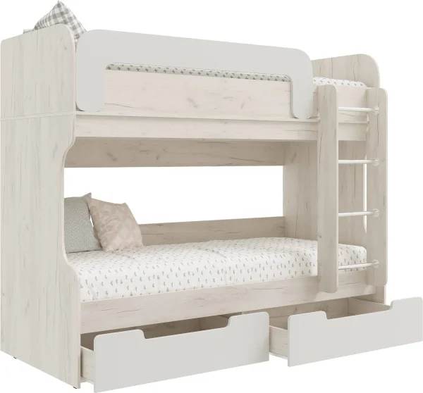 Кровать-чердак Юниор-4 шарли белый/дуб крафт белый