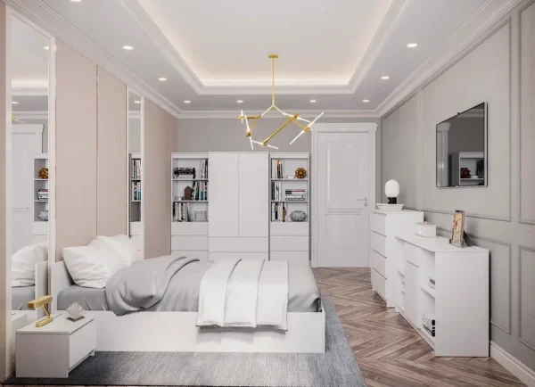 Кровать двуспальная Мори КРМ 1600.1 белый