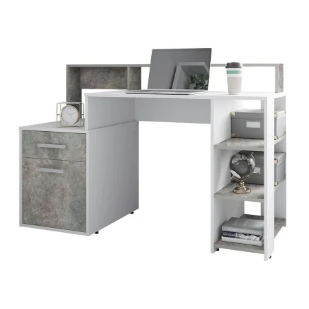 Стол компьютерный Лайф бетон/белый