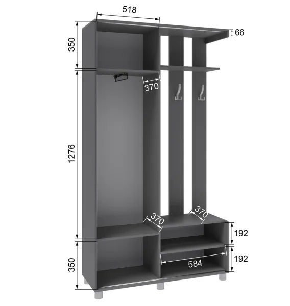 Прихожая Ларго-2 графит серый