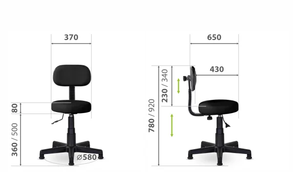 Стул кассира L Б/п со спинкой