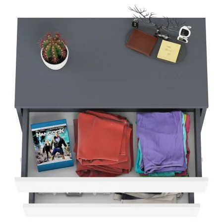 Комод три ящика МК 800.1 графит/белый