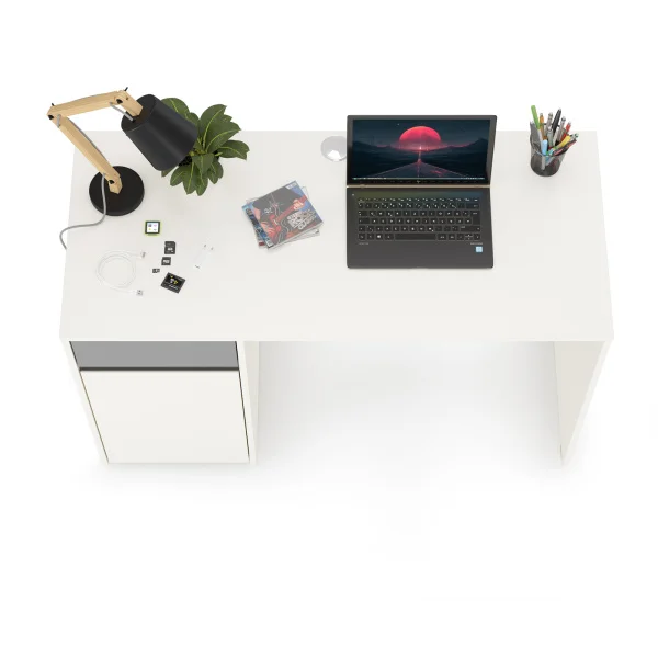 Стол письменный Торонто 12.149 белый шагрень/стальной серый