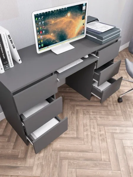 Стол письменный Мори МС-2 графит (6 ящиков)