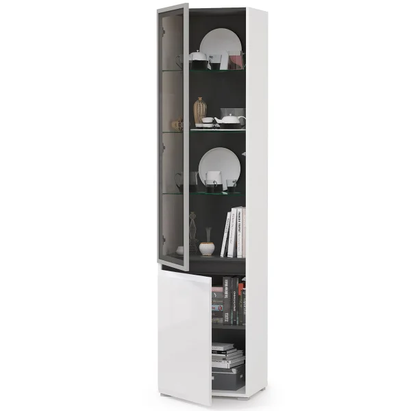 Шкаф-витрина Сидней 13.201 белый/белый глянец