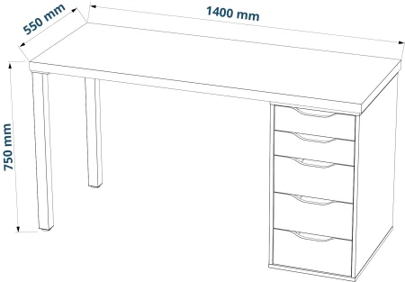 Стол письменный Ингар 2/5Т белый