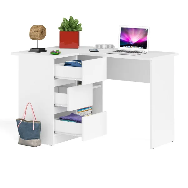 Угловой компьютерный стол МС-16 левый белый