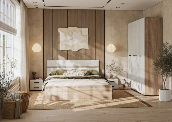 Шкаф 4-х створчатый Либерти ШК-04 дуб сонома/белый глянец