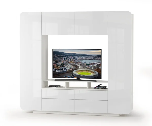 Румба 03.272 Шкаф комбинированный белый/белый глянец