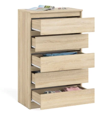 Узкий комод пять ящиков МК 700.5 дуб сонома