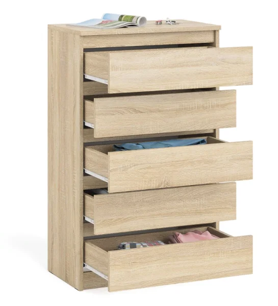 Узкий комод пять ящиков МК 700.5 дуб сонома