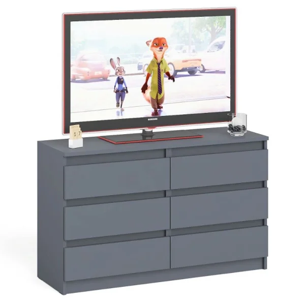 Широкий комод шесть ящиков МК 1200.6 графит