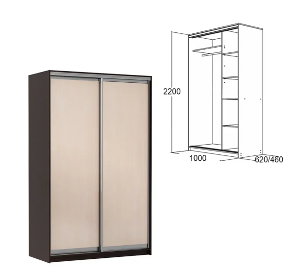 Шкаф-купе Мираж 10.2 венге/дуб млечный