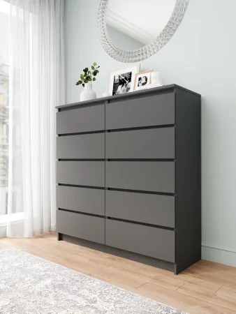 Комод Мори МК 1200.10 графит (10 ящиков)