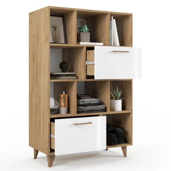 Комод Эго К-1 (НГ) дуб крафт золотой/белый глянец