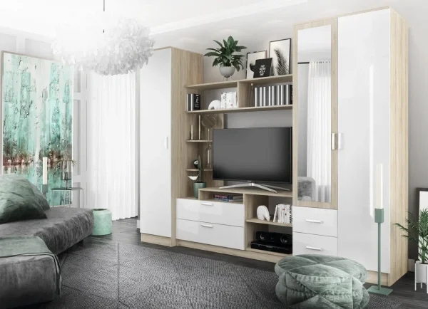 Пенал Софи СШП 450.1 дуб сонома/белый глянец