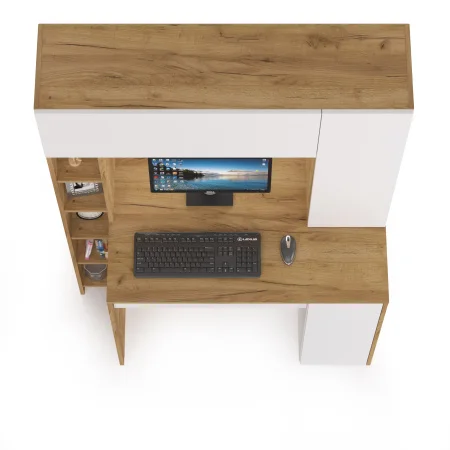 Стол компьютерный Комфорт 12.71 дуб золотой крафт/белый