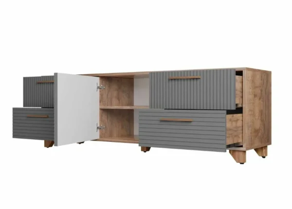 Тумба под ТВ со створкой Копенгаген дуб самдал/серый графит