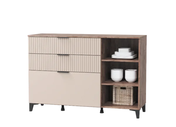 Комод Тоскана с 1 дверцей и 3 ящиками дуб табачный/бисквит