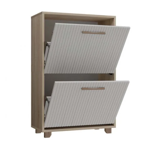 Обувница Копенгаген 2 ящика дуб сонома/белый матовый