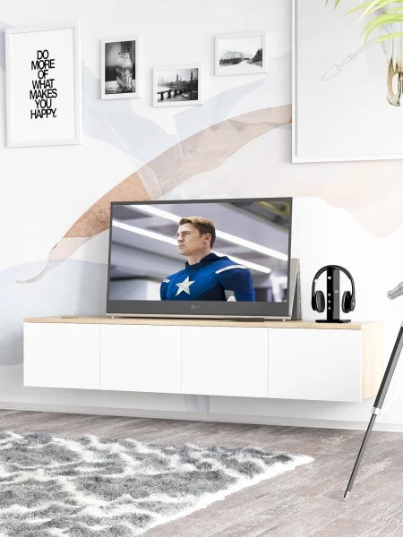 ТВ-тумба подвесная Сити-11 дуб сонома/белый