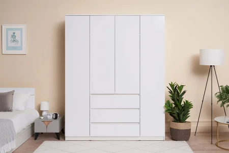 Шкаф Челси 1600 белый/белый глянец