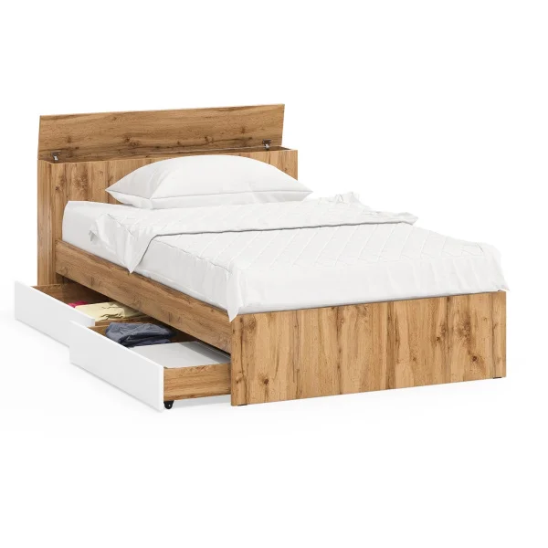 Кровать с ящиками Ксения дуб вотан/белый