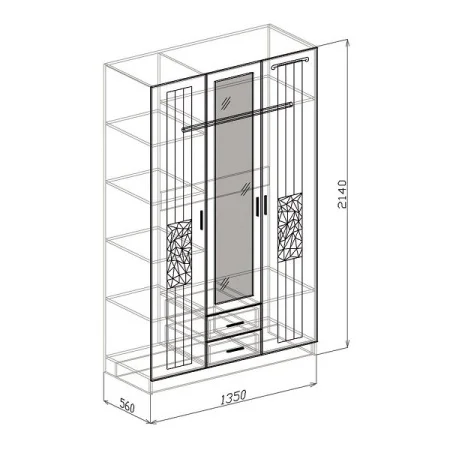 Шкаф 3-дверный Атлантида венге/белый глянец