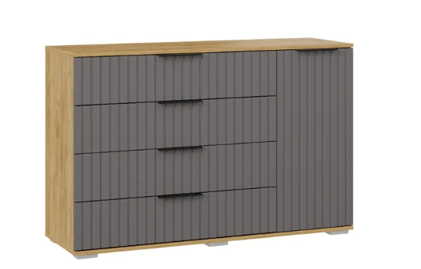 Комод комбинированный Хилтон дуб крафт золотой/графит матовый