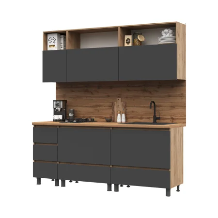 Кухня Хелен 2,0 серый графит/дуб крафт золото