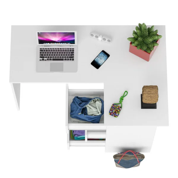 Угловой компьютерный стол МС-16 правый белый