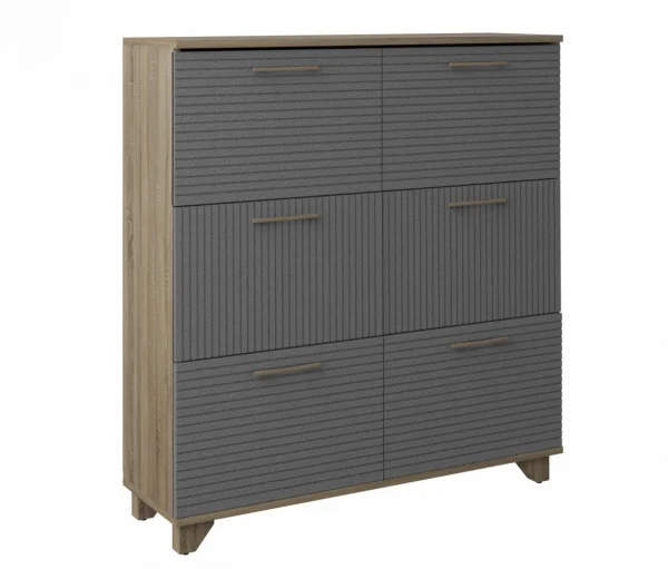 Обувница Копенгаген 6 ящиков дуб самдал/графит серый