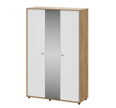 Шкаф трехстворчатый Милан дуб золотой/белый матовый