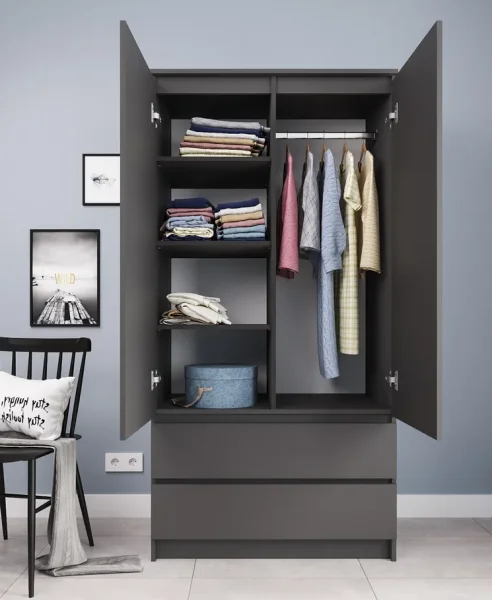 Шкаф двухдверный Мори МШ 900.1 графит