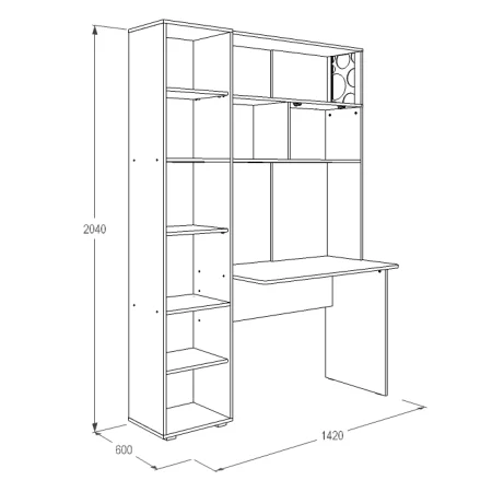 Стол письменный с надстройкой Омега-16 ясень анкор темный/ясень анкор светлый