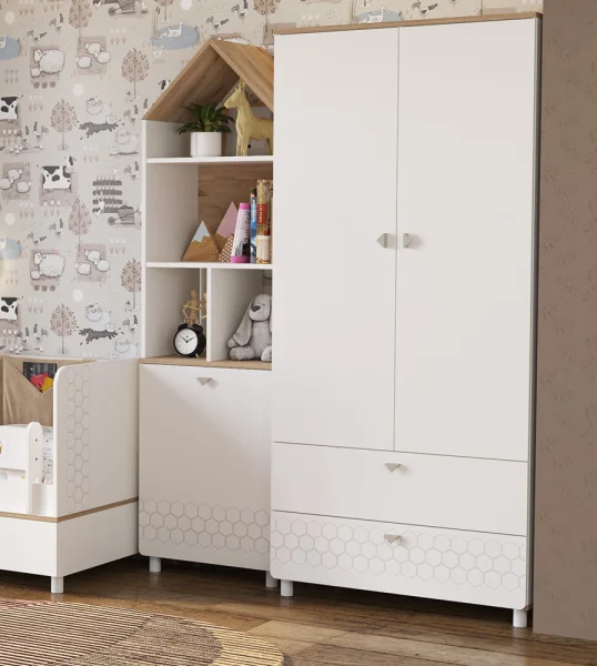 Шкаф 2-х дверный Эйп 13.334 белый/дуб белый