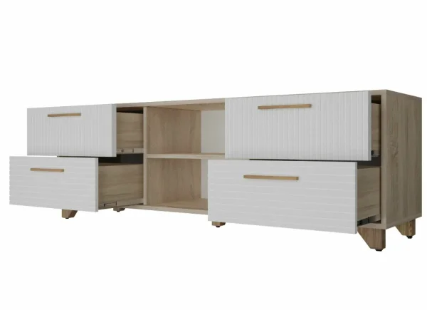 Тумба под ТВ с нишей Копенгаген дуб сонома/белый матовый