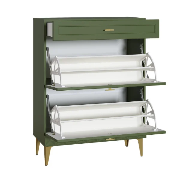 Тумба для обуви Марион 16.134 дымчатый зеленый/олива шагрень