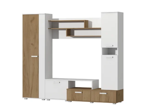 Гостиная Юна белый текстурный/дуб крафт золотой