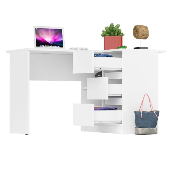 Угловой компьютерный стол МС-16 правый белый