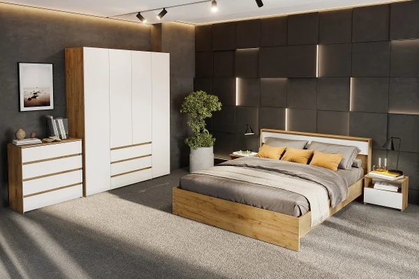 Спальный гарнитур Некст-1 дуб золотой/белый