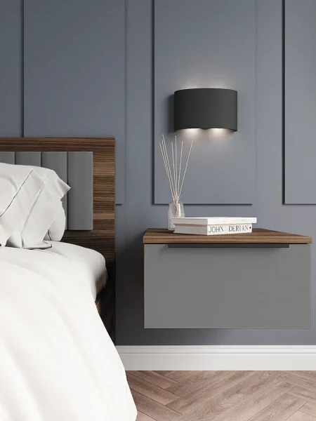 Тумба прикроватная подвесная Роза орех франклин/графит скин ройс