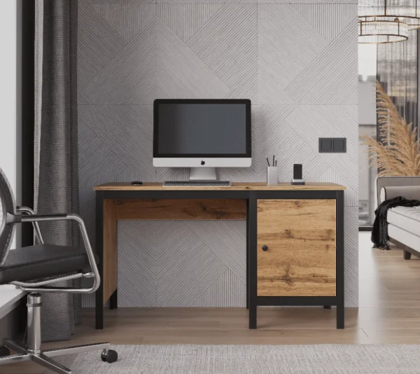 Стол письменный Лофт BIU/130 дуб вотан/черный