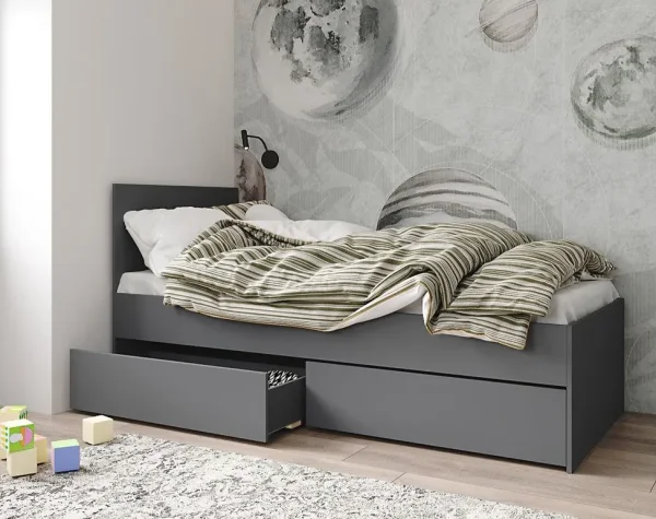 Кровать односпальная Мори с ящиками КРМЯ 900.1 графит