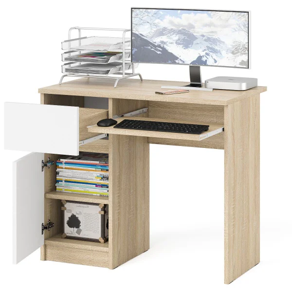 Стол компьютерный МС-1 дуб сонома/белый (левый)