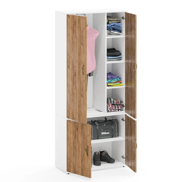 Шкаф Лидер-8 МД 20Б белый шагрень/крафт золото