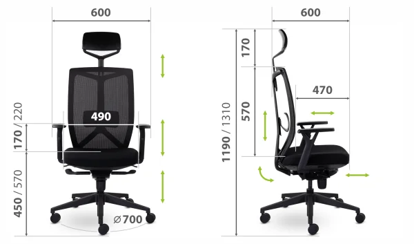 Кресло Профи М-900 с подголовником черный