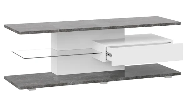 Тумба ТВ Diamond тип 1 белый/ателье темный глянец