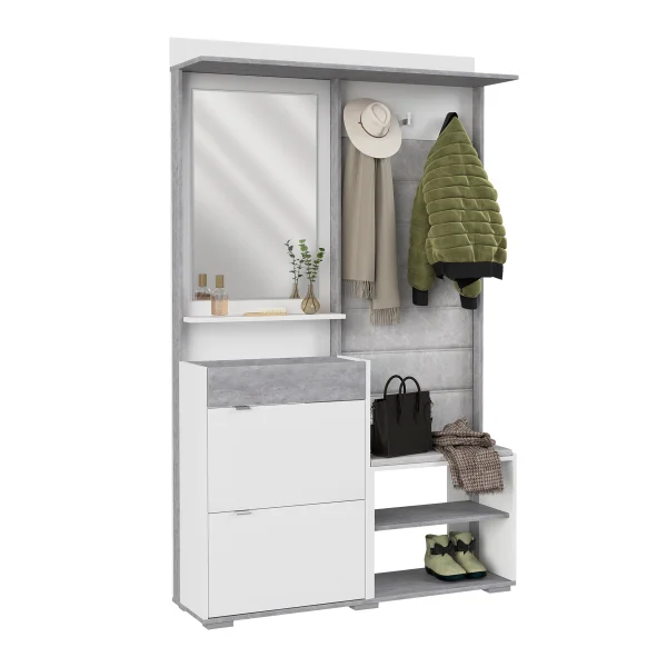 Прихожая Акцент №3 белое сияние/цемент светлый