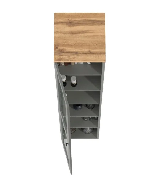 Шкаф-витрина (пенал) Остин 16.394.03 серый графит/дуб крафт золотой